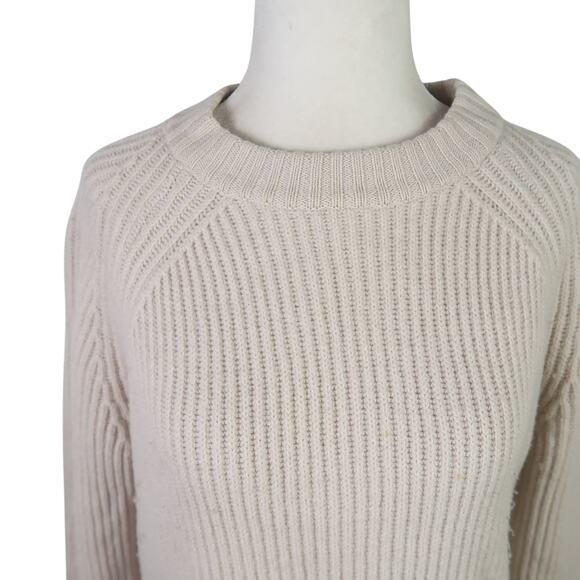 Wilfred Free Aritzia tan cream ribbed knit wool pullover sweater XS - Picture 2 of 8